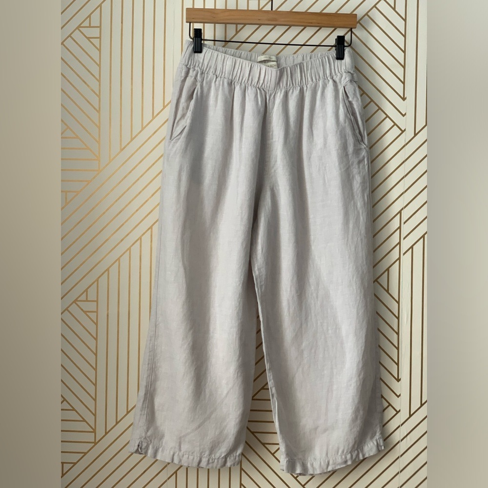 Cynthia Rowley 100% Linen Cropped culotte style crop Pant wide leg lagen look M - Picture 3 of 12